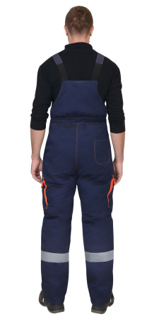 Костюм ЛИДЕР-М куртка дл., п/к синий с оранжевым, мех. воротник, СОП