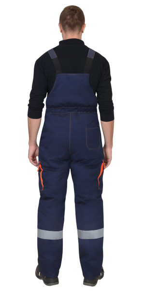 Костюм ЛИДЕР-М куртка дл., п/к синий с оранжевым, мех. воротник, СОП