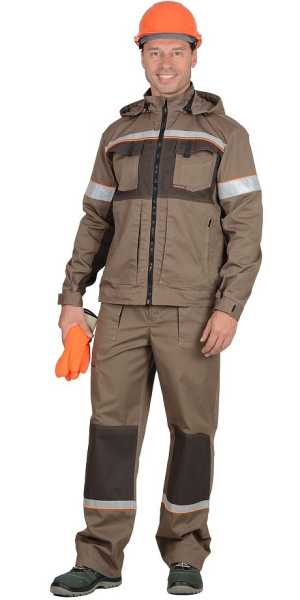 Костюм "РОДОС" куртка, брюки, св.коричневый с т.коричневым,тк. Родос