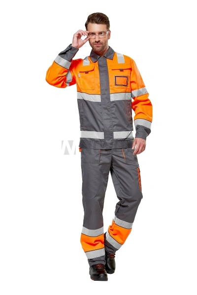 Костюм сигнальный рабочий мужской летний "Илион" цвет оранжевый/темно-серый