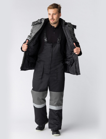 Костюм зимний "Нордхард-2" СОП (тк.Смесовая,250) п/к, черный/серый