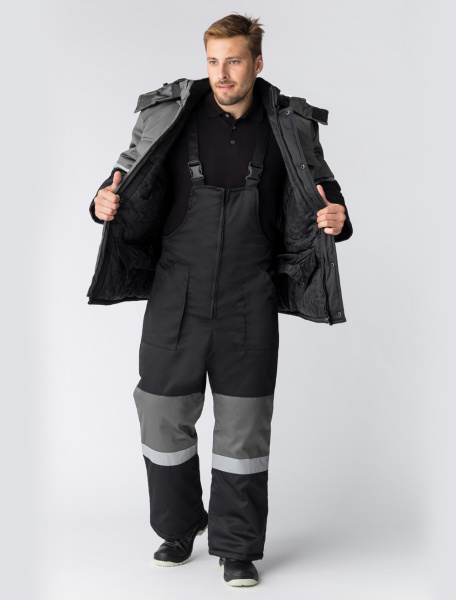 Костюм зимний "Нордхард-2" СОП (тк.Смесовая,250) п/к, черный/серый