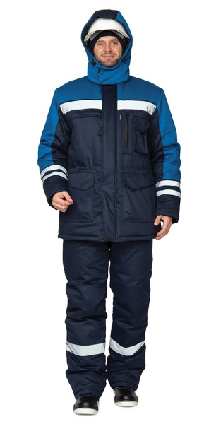 Куртка антистатическая мужская утеплённая "Антистат" тёмно-синий/светлый василёк