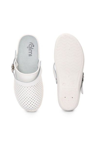 Сабо женские "Медикал", нат. кожа, ПВХ, цвет белый