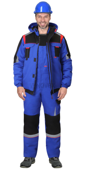 Костюм СТАН зимний: куртка, п/к васильковый с черным и красным