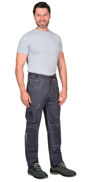 Костюм "ДЖЕТ" куртка кор. (чз), брюки, т.серый/синий тк. мех. стрейч с ВО