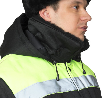 Костюм мужской утеплённый "Коммунальщик" чёрный/лимонный, куртка + п/к