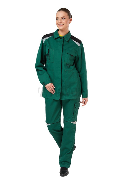 Костюм женский летний "Алатау", куртка, брюки, цвет черный/зеленый