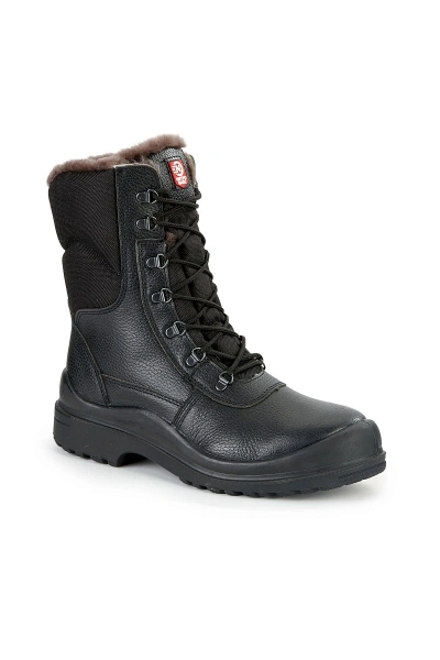 Ботинки с высокими берцами рабочие зимние КЩС "Нитро МАКС" с КП натуральный мех цвет черный