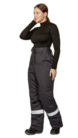 Брюки женские утеплённые "Бренд" тёмно-серые