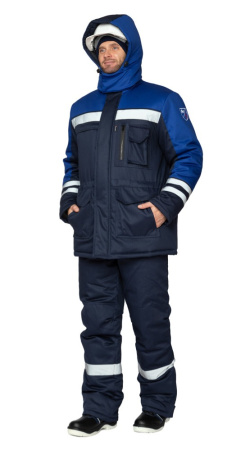 Куртка антистатическая мужская утеплённая "Антистат" тёмно-синий/василёк