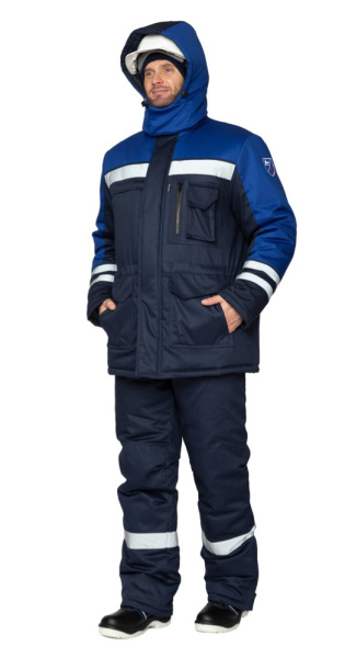 Куртка антистатическая мужская утеплённая "Антистат" тёмно-синий/василёк