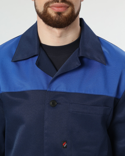 Халат мужской Легион (тк.Смесовая,210), т.синий/васильковый