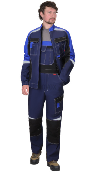 Костюм ФАВОРИТ-МЕГА куртка (чз), п/к т.синий с черным и васильковым, СОП