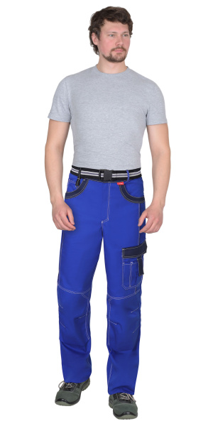 Костюм ПРЕСТИЖ, куртка кор. (чз), брюки, васильковый с синим