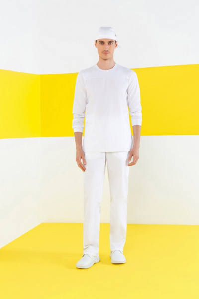  Блуза ЭЙЧ ЛАЙН Лайт комбинированная с длинным рукавом белая