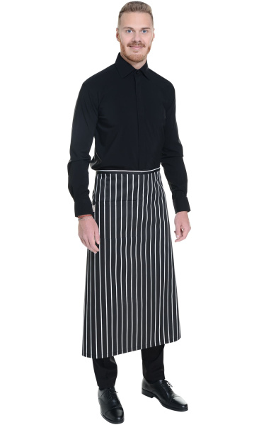 Фартук HORECA (ХОРЕКА) удлиненный MixColor BLACK (черный/белая полоска)