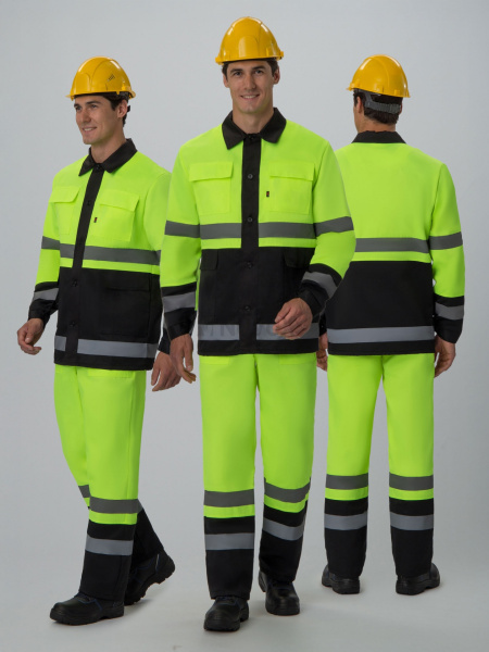 Костюм для дорожника (тк.Смесовая,210) п/к, лимонный/черный