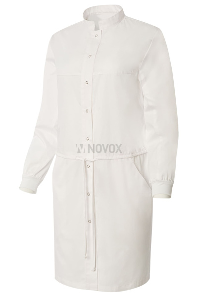 Халат ГВЕНН женский белый, длинный рукав, кнопки