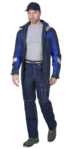 Костюм "Сидней" куртка (чз), брюки, синий с васильковым и СОП тк.Rodos 245 гр/кв.м