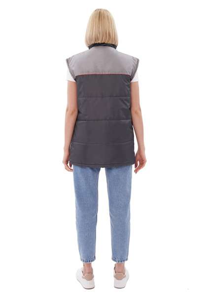 Жилет утепленный "Фаворит" т. серый со св. серой кокеткой, ткань оксфорд