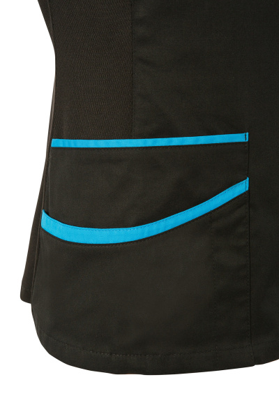 Блуза ЛИНДРЕД (Lindred) ОРИОН женская черная/бирюза, рукав короткий