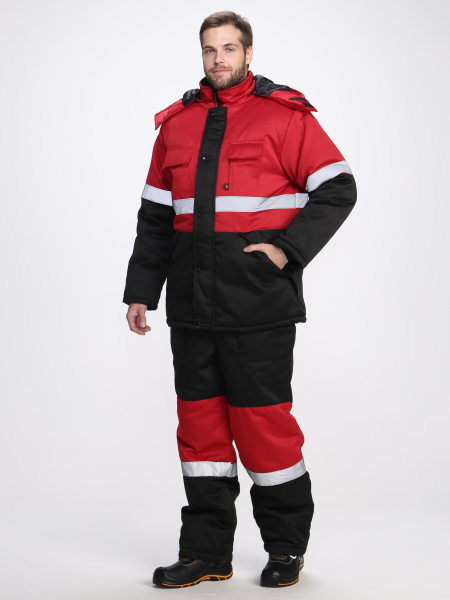 Костюм зимний "Нордхард-2" СОП (тк.Смесовая,250) п/к, черный/красный