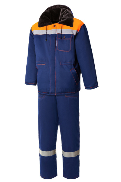 Костюм КОММУНАЛЬЩИК НЬЮ утепленный темно-синий оранжевый