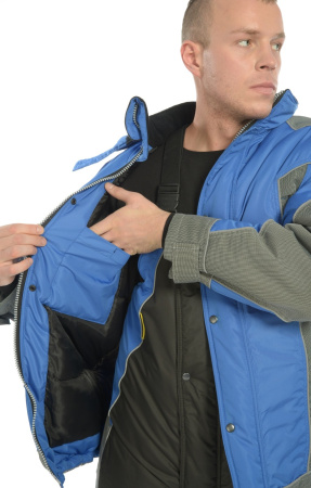 Костюм зимний "Ультра", куртка, п/к, василек/серый/черный