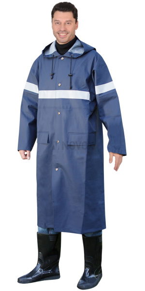 Плащ влагозащитный синий ПВХ с СОП (тип "Циклон")