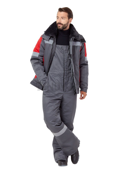 Костюм рабочий мужской зимний "Страйк" цвет серый/красный