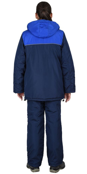 Костюм зимний женский "Снежана" куртка, п/к, т.синий/василек