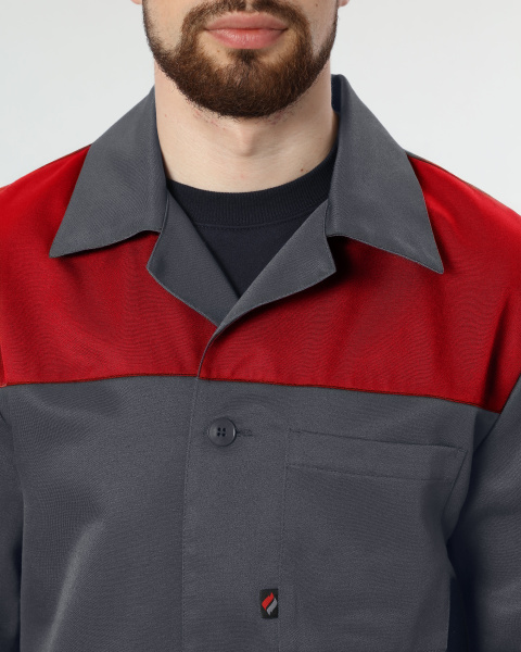 Халат мужской Легион (тк.Смесовая,210), т.серый/красный