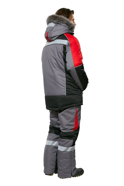 Костюм рабочий мужской зимний "Памир-Норд" 4 и особый климатический пояс цвет серый/черный/красный