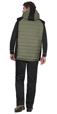 Жилет УРБАН утепленный с капюшоном хаки с черным