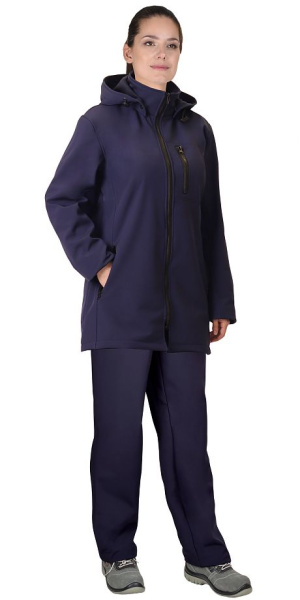 Костюм "Азов" куртка длин. (чз) с капюшоном, брюки синий софтшелл пл 350 г/кв.м