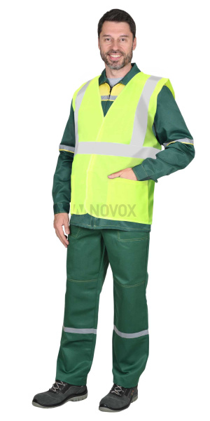 Жилет сигнальный кл.2, 3 СОП (трик.120 гр/м2, карманы) лимонный