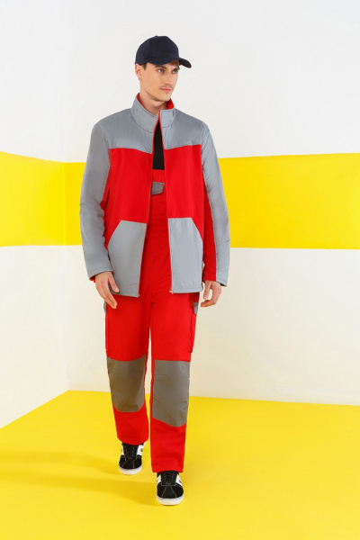 Толстовка СПЕЦ комбинированная красная/светло-серая