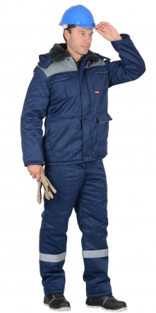 Костюм зимний "СИРИУС-Профессионал" куртка, п/к, т.синий/серый