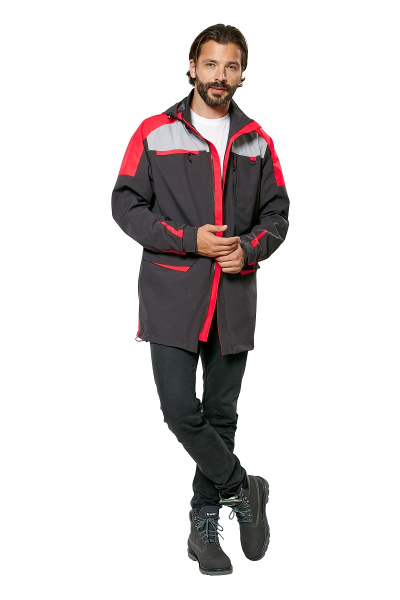 Куртка-ветровка мужская летняя/демисезонная "Тизер" цвет темно-серый/светло-серый/мандарин