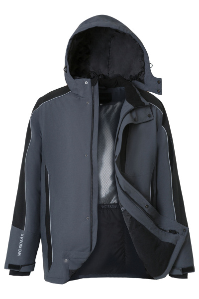 Куртка ВОРКМАКС (WORKMAX) РИПСТОП утепленная т.серая/черная