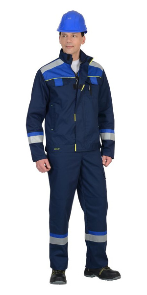 Костюм "Бостон" куртка (чз), брюки, т.синий с васильковой и черной отделкой