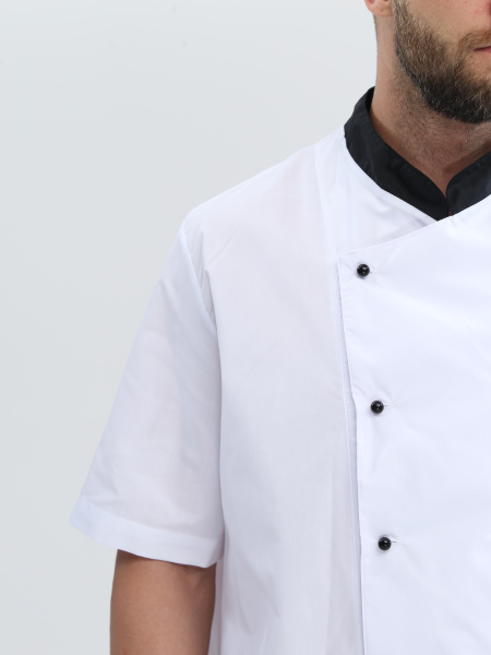 Костюм повара с коротким рукавом Шоколад (тк.ТиСи), черный/белый