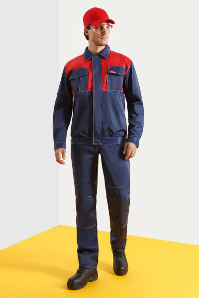 Костюм мужской "MARS" (МАРС), куртка, п/к, темно-синий с красным