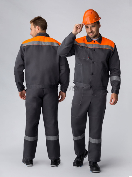 Костюм "Лигор-1" СОП У. (тк.Смесовая,210) брюки, т.серый/оранжевый