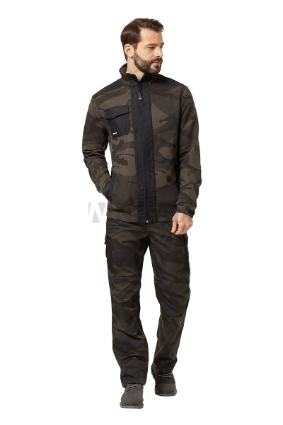 Куртка-толстовка мужская летняя/демисезонная "Axel" камуфляжная цвет хаки/черный