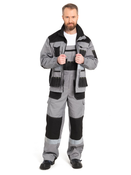 Костюм "Канзас" ткань 240гр, СОП, куртка+п/к, цвет св.серый с черным