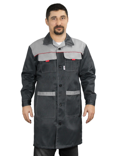 Халат мужской "Нова" цв. т.серый/св.сер