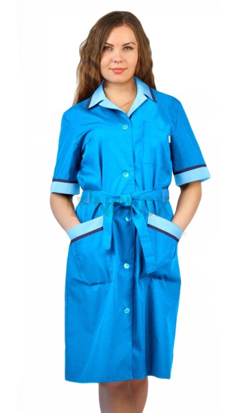 Халат женский "Прибой" цвет: голубой/св.голубой/василек