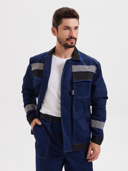 Костюм "Система" (КУРТКА+БРЮКИ) цв. т.синий/черн/василек